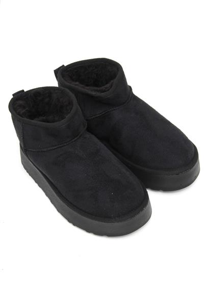 İçi Kürklü Süet Kadın Ayakkabı Siyah
