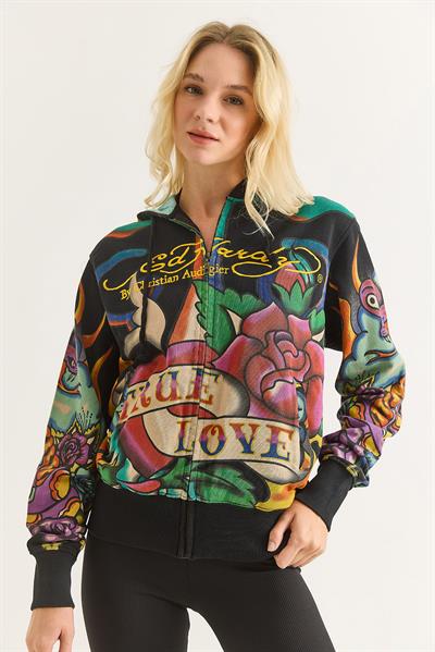 Kadın Vintage Karışık Desenli Hırka