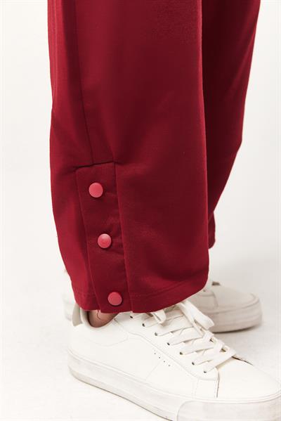 Yaka Fermuarlı Kol Detaylı  İkili Takım Bordo