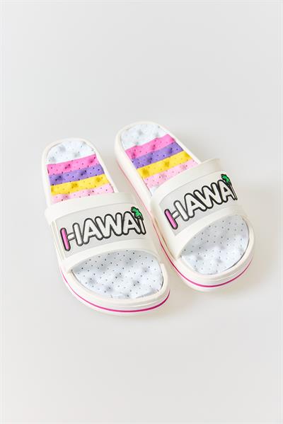 Kadın Renkli Havuz Plaj Terliği Beyaz