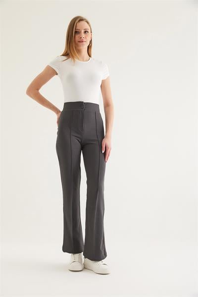 Yüksel Bel Krep Pantolon Füme