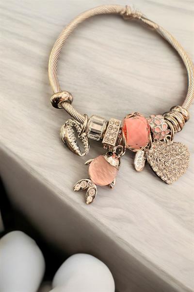 Farklı Figürlü Çelik Pandora Bİleklik Pembe
