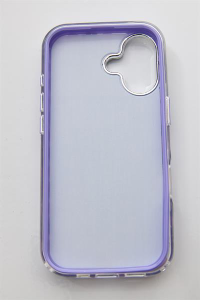 İphone 16 Uyumlu Taş Detaylı Telefon Kılıfı Mor