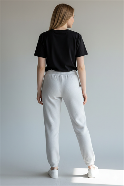 Kadın Beli Ve Paçası Lastikli Eşofman Altı Gri 