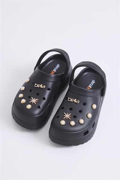 Yüksek Taban Önü Kapalı Terlik Siyah