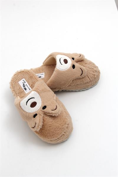 Peluş Model Önü Kapalı Ev Terliği Taba