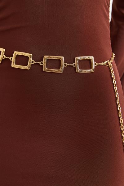 Kare Model Zincir Kemer Gold 105 CM