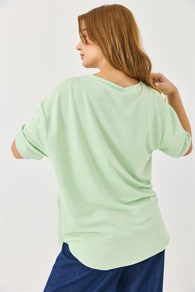 Bisiklet Yaka  Oysho Basic Tshirt Yeşil