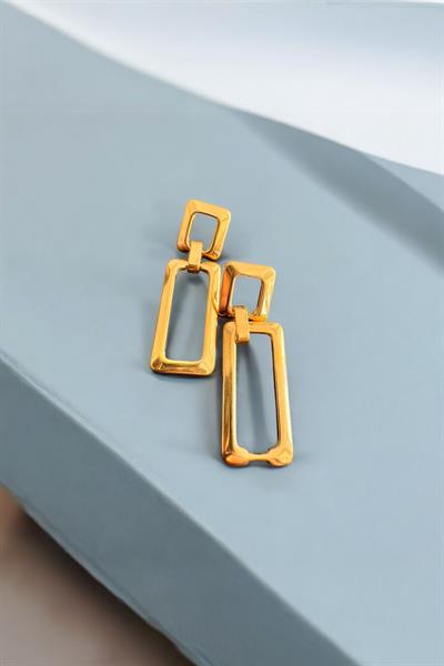 Dikdörtgen Model Sarkıt Küpe Gold