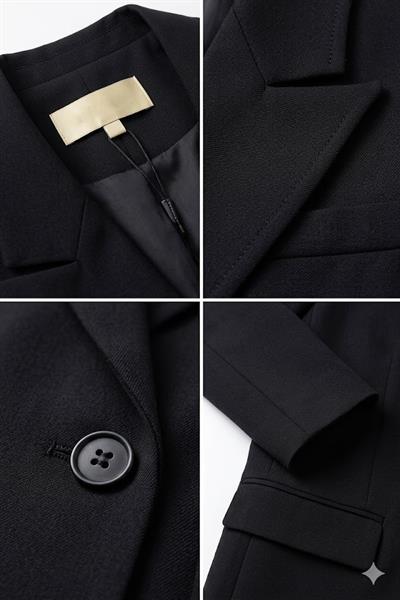 Kadın Kruvaze Yaka Blazer Ceket Siyah