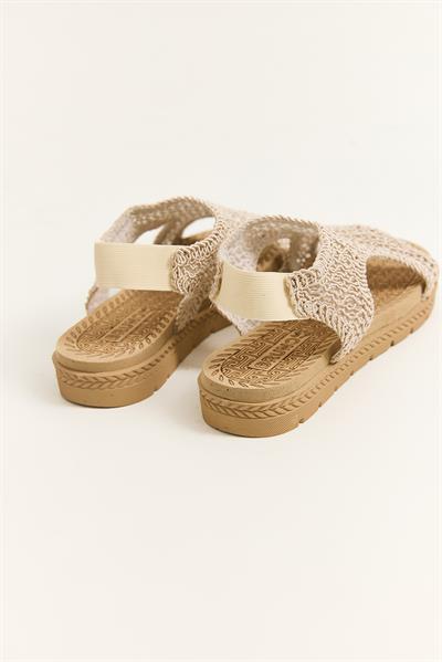Örgü Model Kadın Sandalet Bej