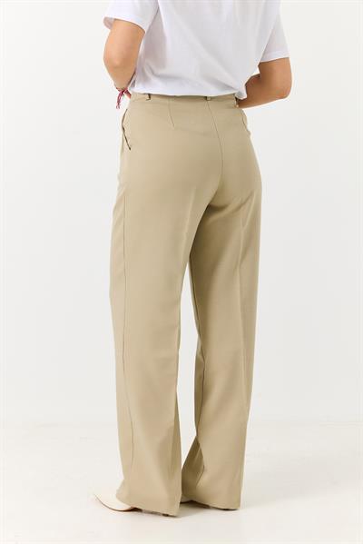 Kadın Rahat Kesim Yüksek Bel Pantolon Taş