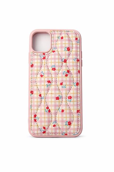 İphone 11 Uyumlu Çiçek Desenli Kabartmalı Kılıf Pembe