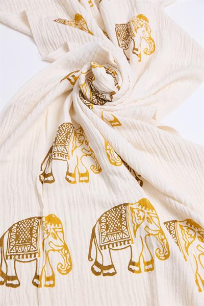 Müslin Pamuklu Plaj Havlusu Ekru