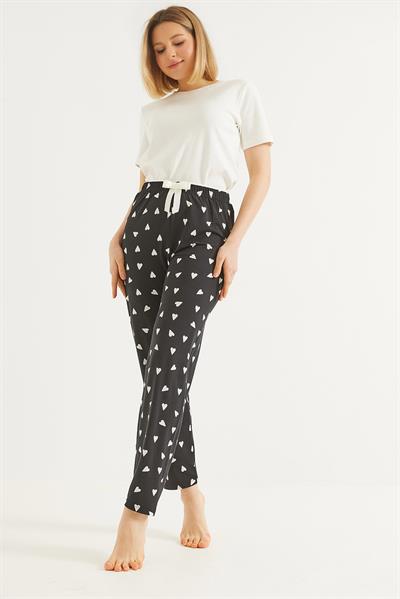 Beli Lastikli Kadın Pijama Altı Siyah