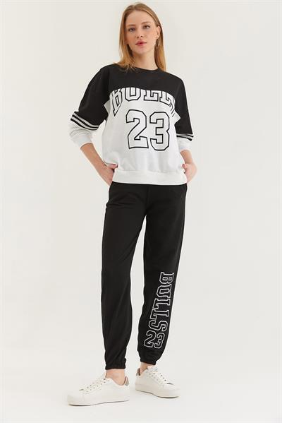 Çift Renk Eşofman Takım Siyah