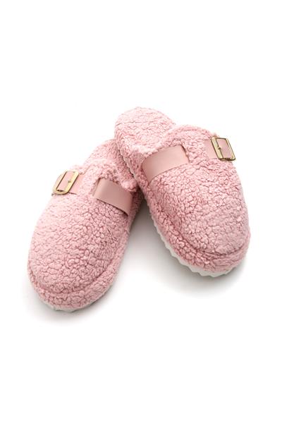 Kadın Kışlık  Tek Tokalı Pembe Ev Terliği