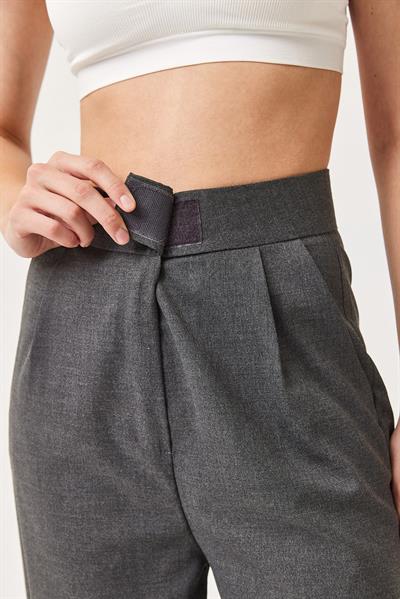 Füme Palazzo Çırt Detaylı Pantolon
