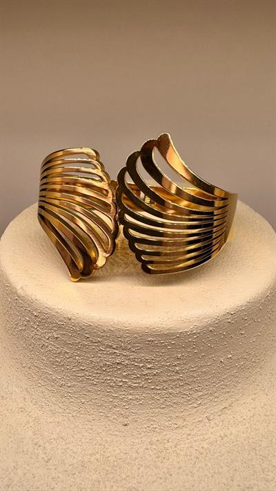 Melek Kanadı Çelik Kelepçe Bileklik Gold