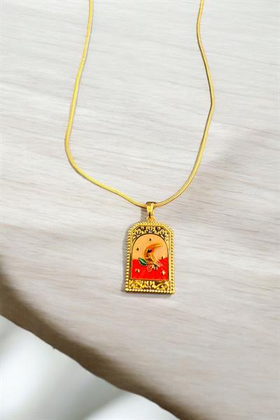 Osmanlı Figürlü Çelik  Zincir Kolye Gold