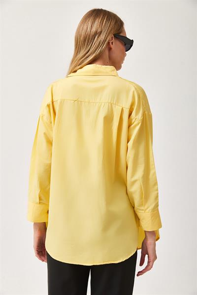 Oversize Basic Gömlek Sarı