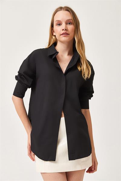 Oversize Basic Gömlek Siyah