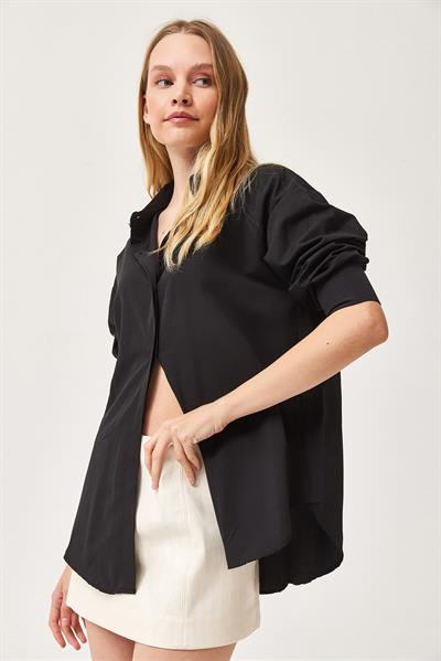 Oversize Basic Gömlek Siyah
