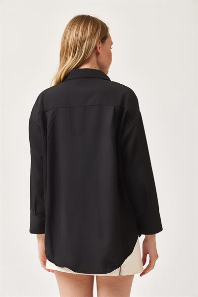Oversize Basic Gömlek Siyah