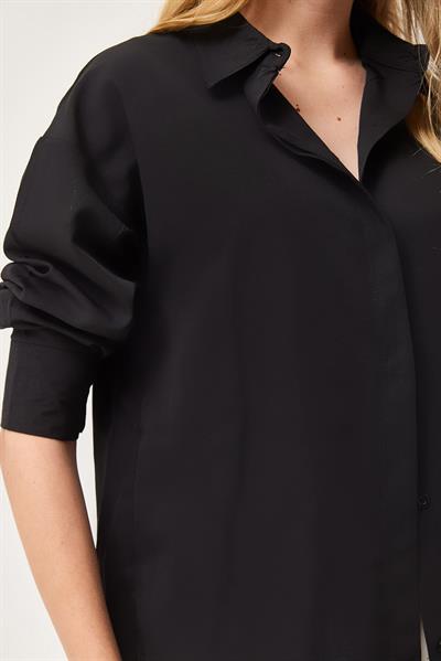 Oversize Basic Gömlek Siyah