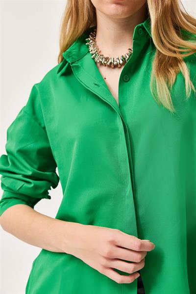 Oversize Basic Gömlek Yeşil