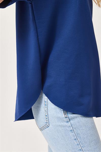 Oysh Yumuşak Dokulu Eteği Oval Modal Tshirt Lacivert