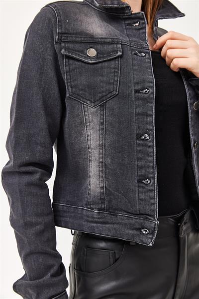 Slim Fit Kot Ceket Siyah