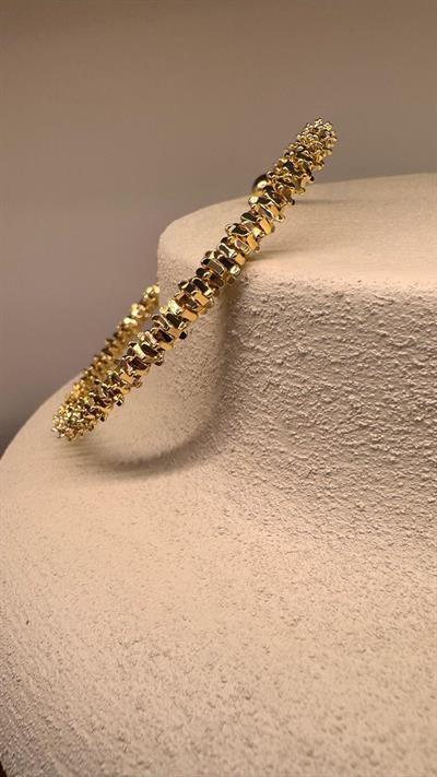 Tırtıklı Çelik Kelepçe Bileklik Gold