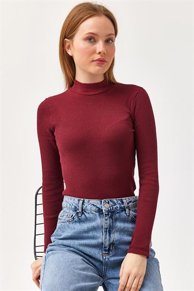 Yarım Balıkçı Kaşkorse Bluz Bordo