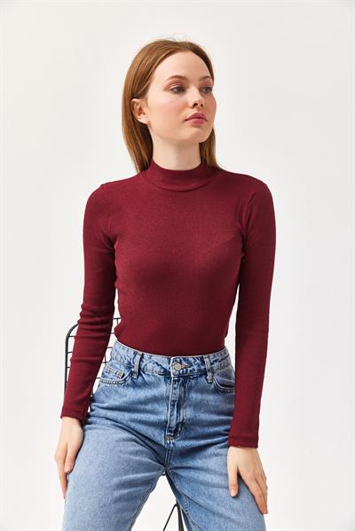 Yarım Balıkçı Kaşkorse Bluz Bordo