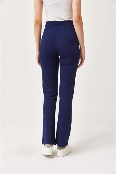 Yüksek Bel Likralı Rahat Örme Pantolon Lacivert