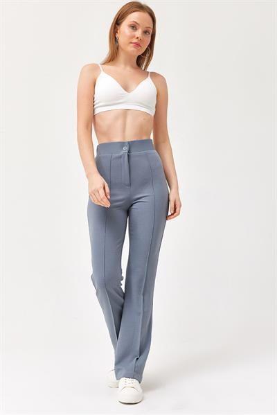 Yüksel Bel Krep Pantolon Gri