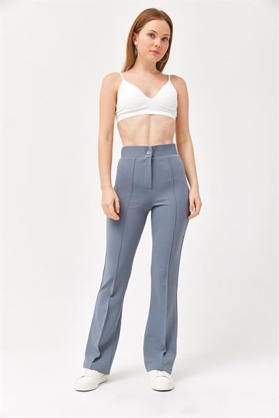 Yüksel Bel Krep Pantolon Gri