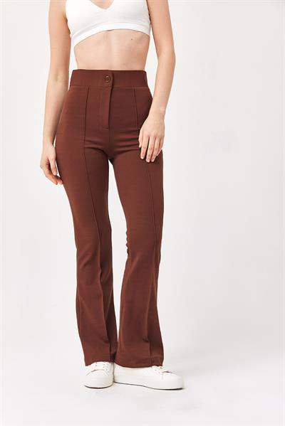 Yüksel Bel Krep Pantolon Kahve