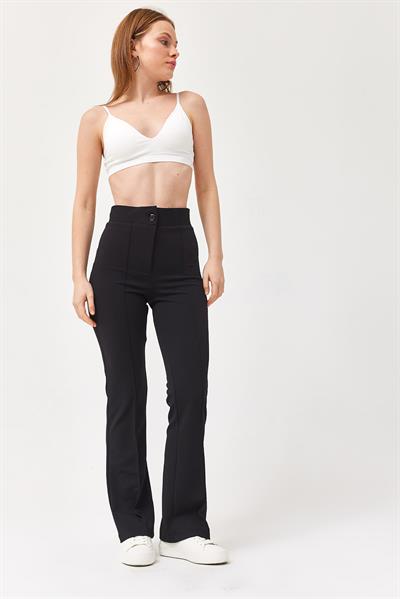 Yüksel Bel Krep Pantolon Siyah