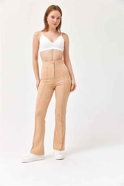 Yüksel Bel Krep Pantolon Vizon