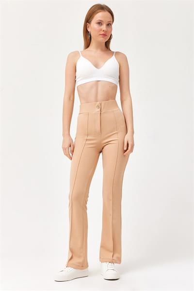 Yüksel Bel Krep Pantolon Vizon