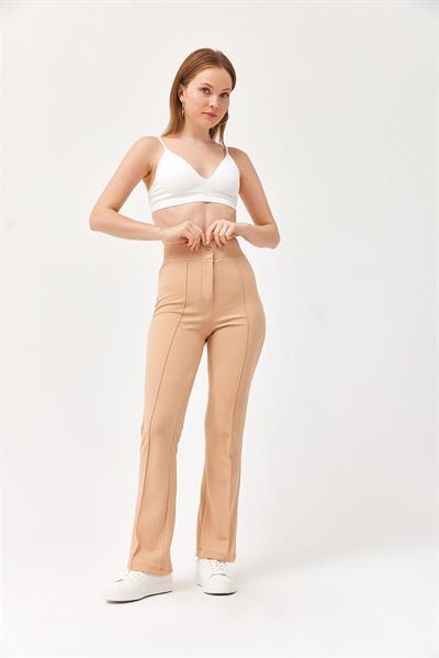 Yüksel Bel Krep Pantolon Vizon