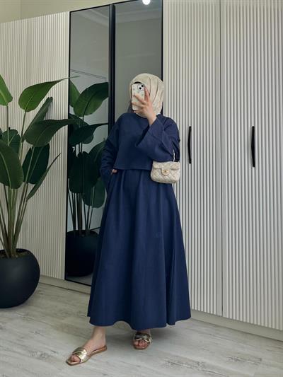 KETEN CROP TAKIM / LACİVERT