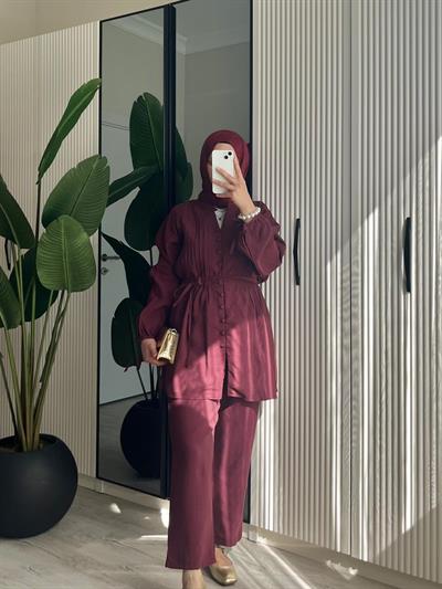 Nervürlü Takım Bordo