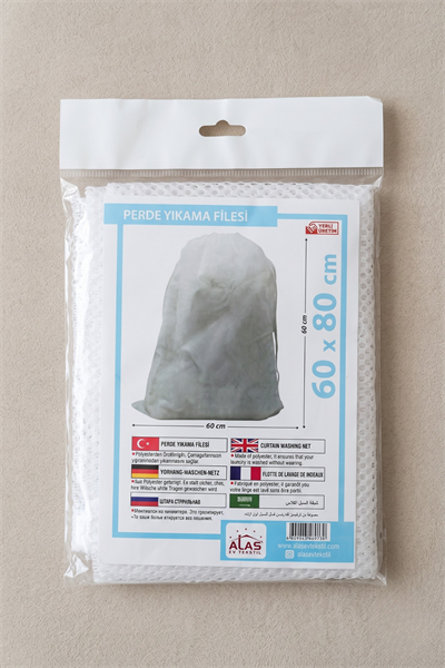 1 Adet Petek Dokulu Perde Yıkama Filesi 60 x 80 CM Beyaz