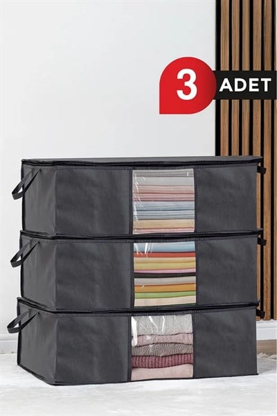 3 Lü Antrasit Pencereli Baza Hurç 64x45x22 Antrasit
