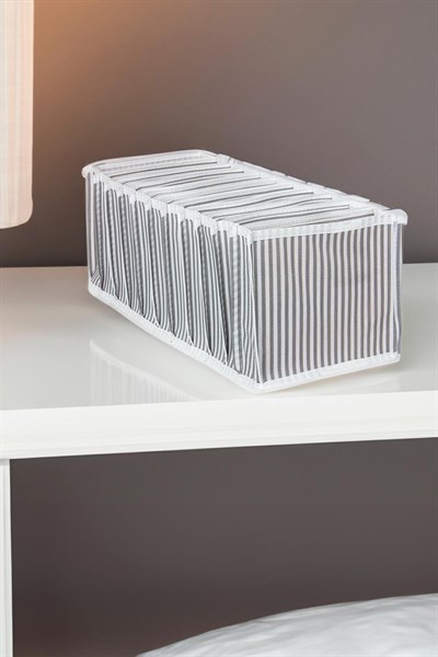 Akordiyon Organizer M Gri Gri Çizgili