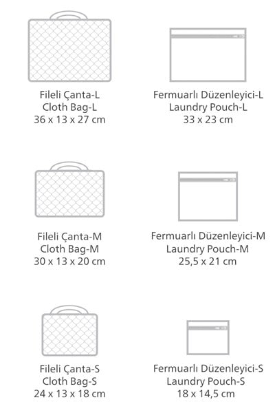 Derili 6 Lı Bavul İçi Seyehat Çantası Gri Gri