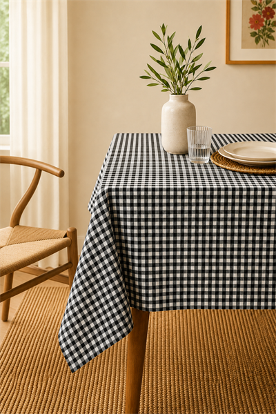 Gri Piknik Bahçe Balkon Masa Örtüsü 160 x 160 Siyah